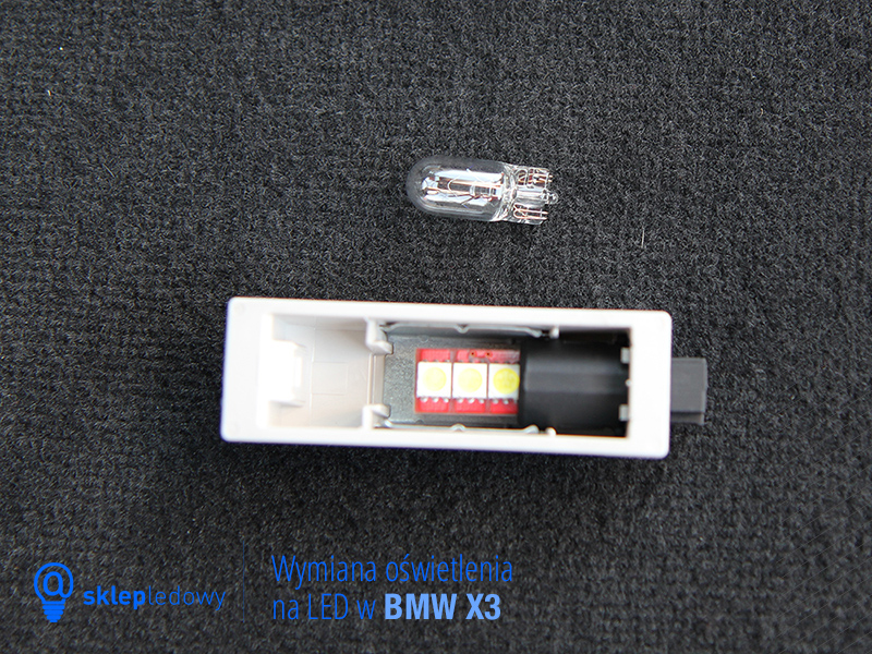 wymiana żarówka led bmw x3 f25 bagażnik 